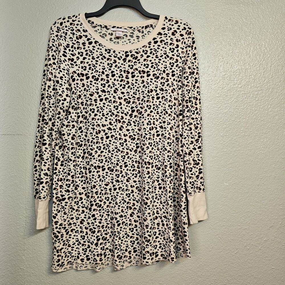 Victoria’s Secret Leopard Print Nightgown Sleep Shirt Womens L Soft Stretch C173